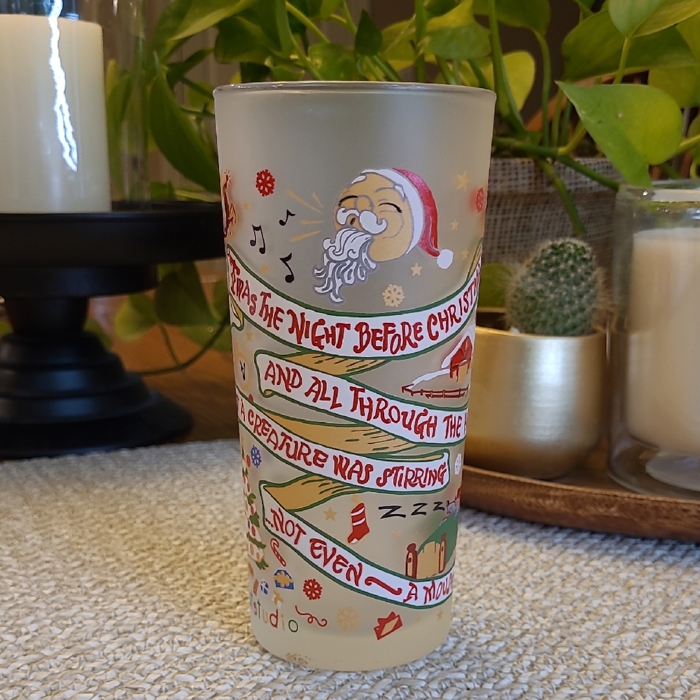 Cat studio Twas The Night Before Christmas Drinking Glass Tumbler 15 oz